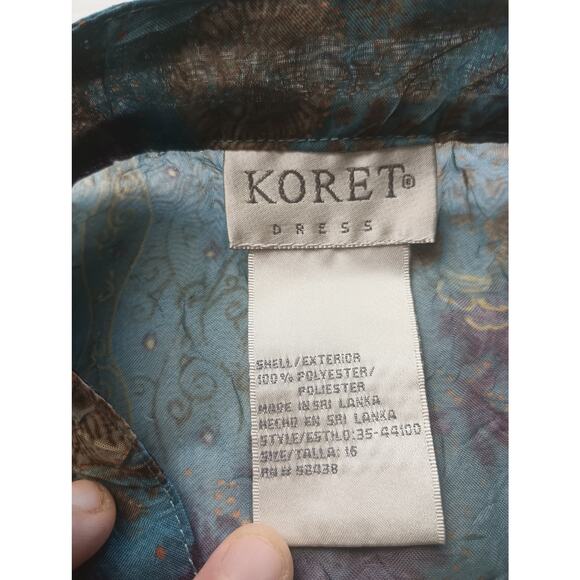 Koret Vintage Sheer Indigo Brown Floral Art To Wear Goth Grunge Button Down 16 - Picture 4 of 5